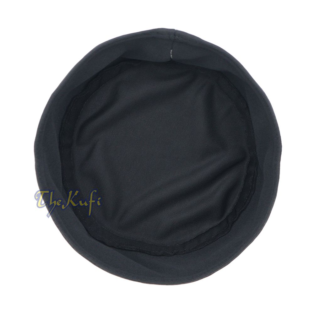 Dark Gray and Off-White Madun Vented Top Pliable Two-Color Round Kufi Hat