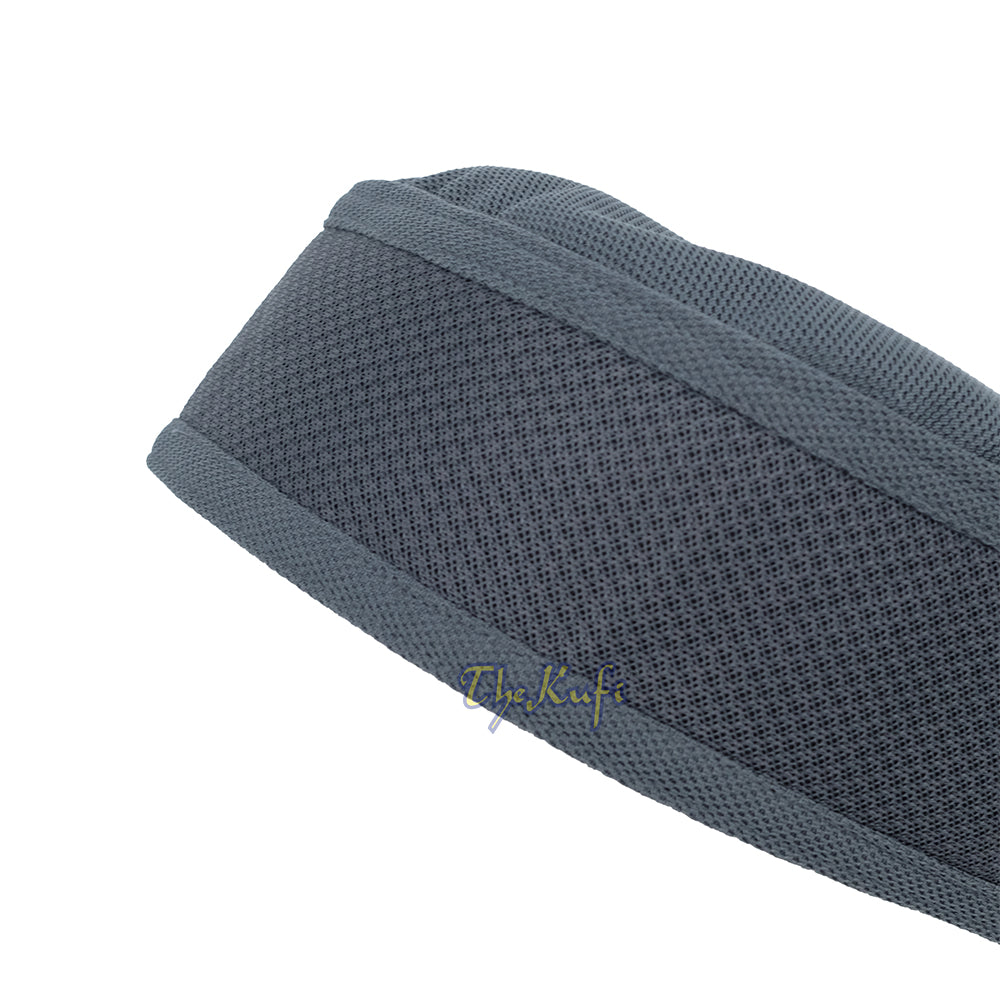 Topi Kufi Bulat Dua Warna dengan Atasan Berventilasi Madun Abu-abu yang Lentur