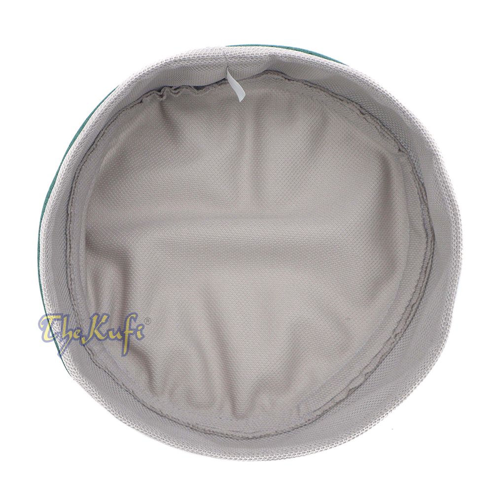 Light Khaki and Dark Green Madun Vented Top Pliable Two-Color Round Kufi Hat