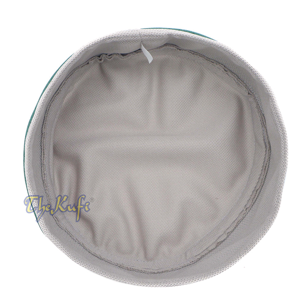 Light Khaki and Dark Green Madun Vented Top Pliable Two-Color Round Kufi Hat