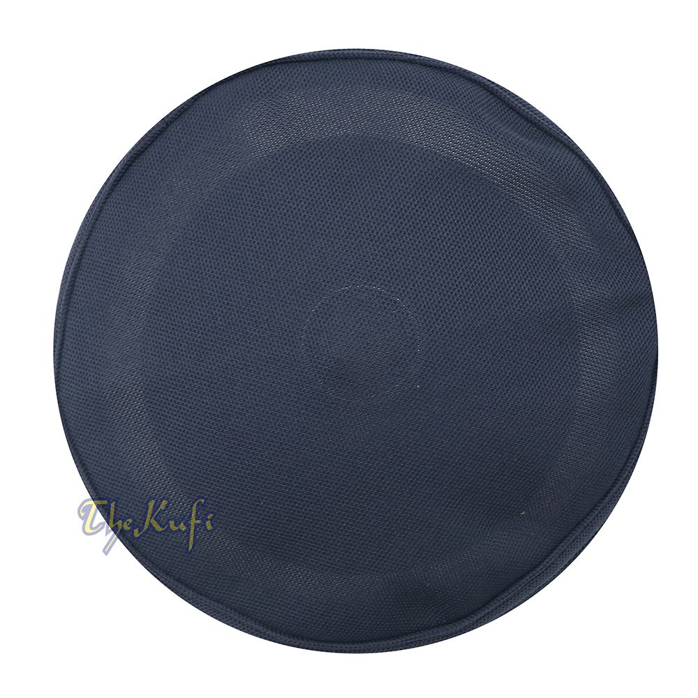 Full Dark Blue Madun Vented Top Pliable Two-Color Round Kufi Hat