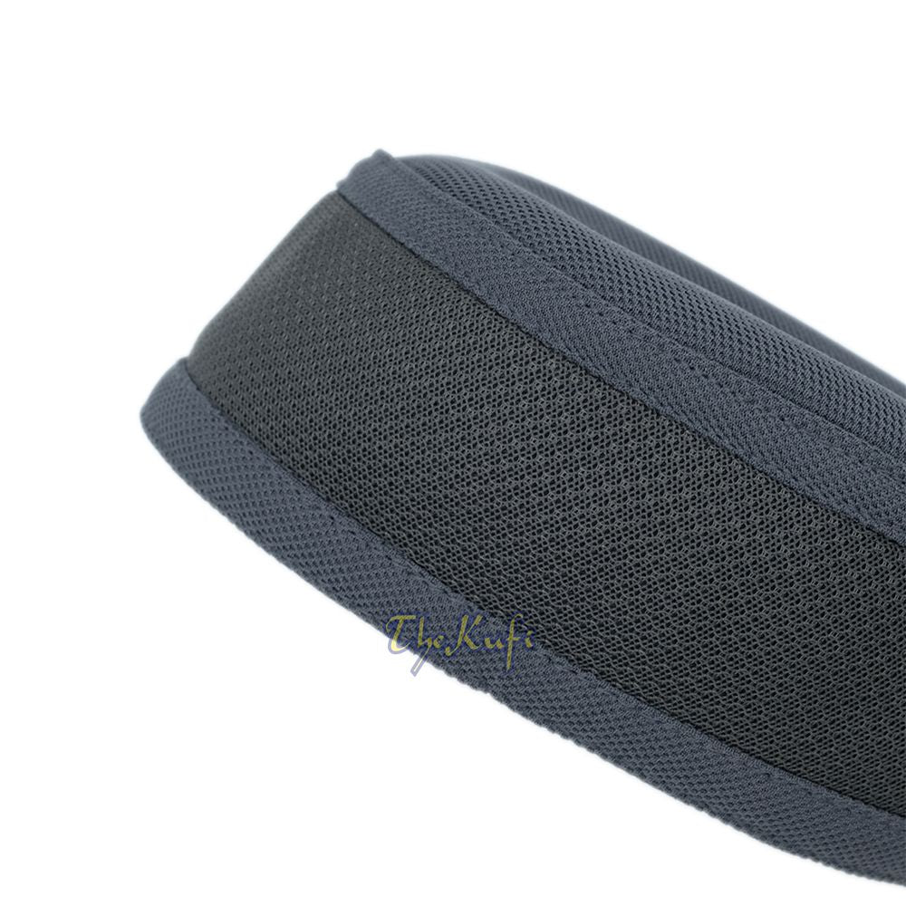 Gray with Dark Gray Madun Vented Top Pliable Two-Color Round Kufi Hat