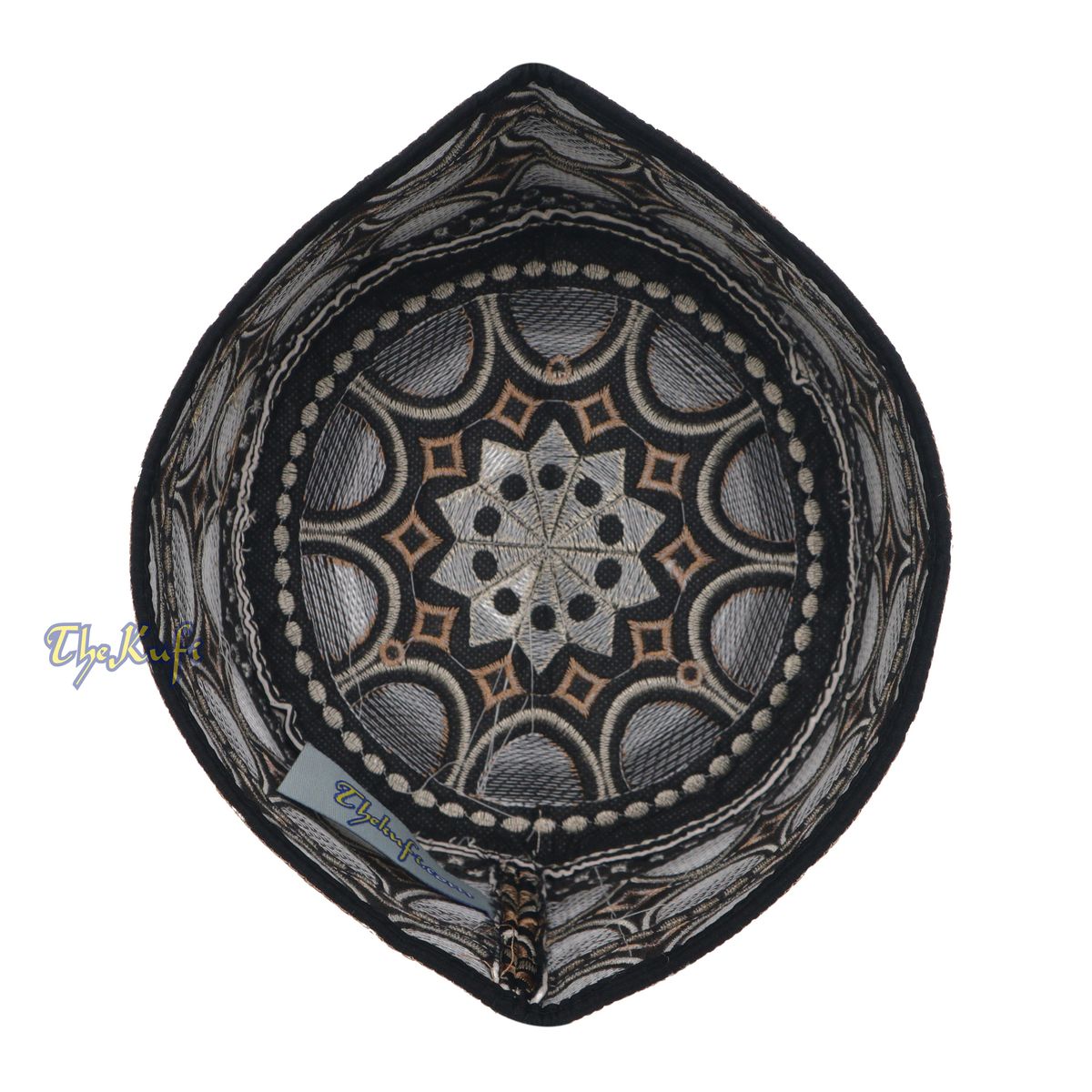 Omani Black Base with Silver Brown Plain Arch Embroidery Kufi