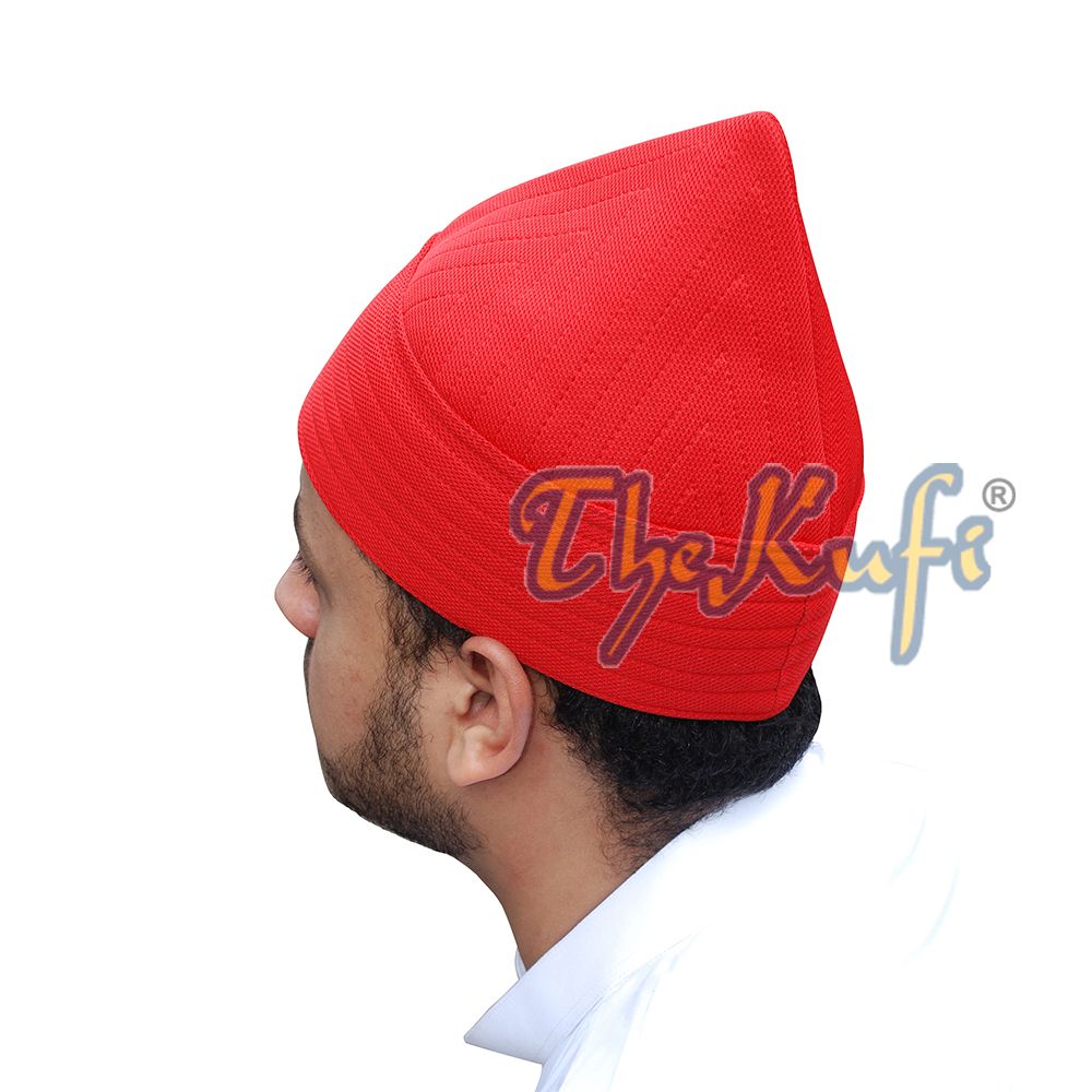 Red Semi-Rigid Soft Handcrafted Tall Naqshbandi Tariqah Sufi Nakshibendi Kufi Hat