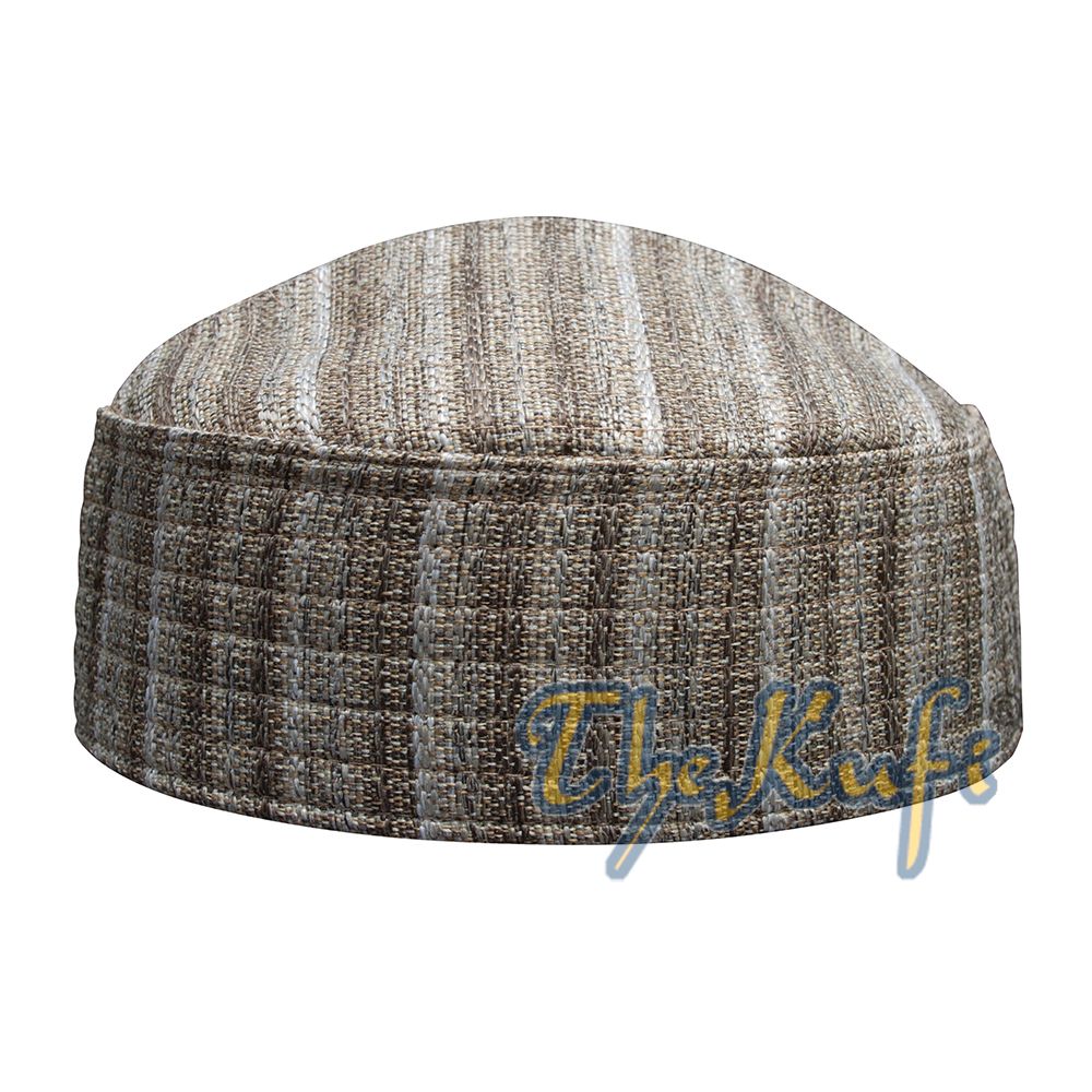 Oval Faded Brown Striped Tweed Mix Semi-Rigid Kufi