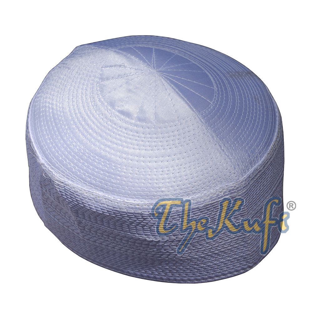 Muslim Kufi Hat Rigid Round Plain Off-White Straight Stitch Design