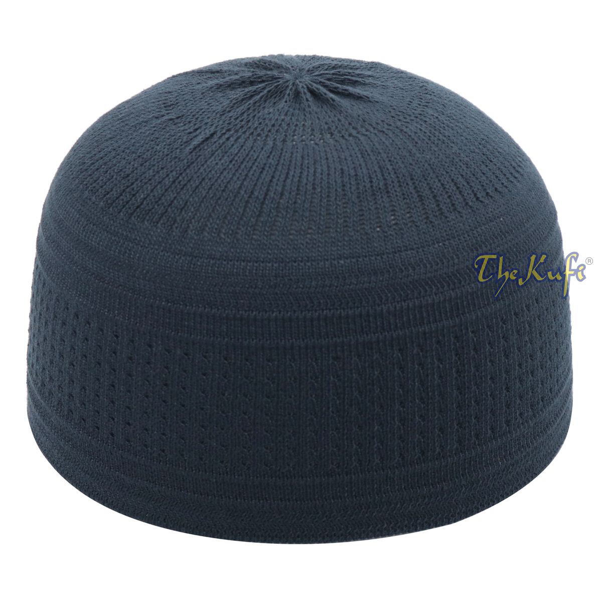 Extra Dark Blue Cotton Stretch-Knit Kufi Hat Skull Cap