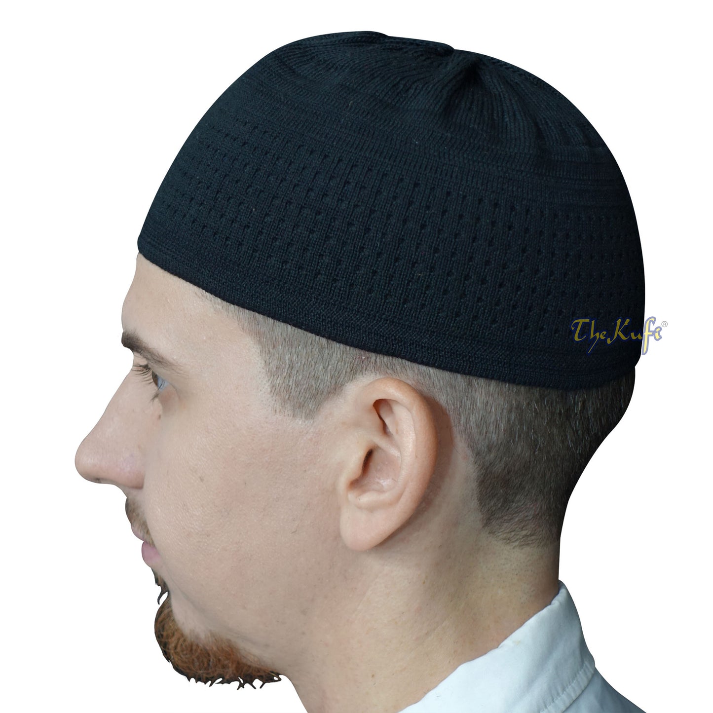 Graphite Black Cotton Stretch-Knit Kufi Muslim Skull Cap