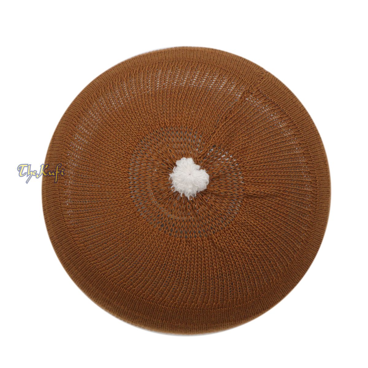 Brown with White Lines Baby Or Infant Kufi Pompom Beanie