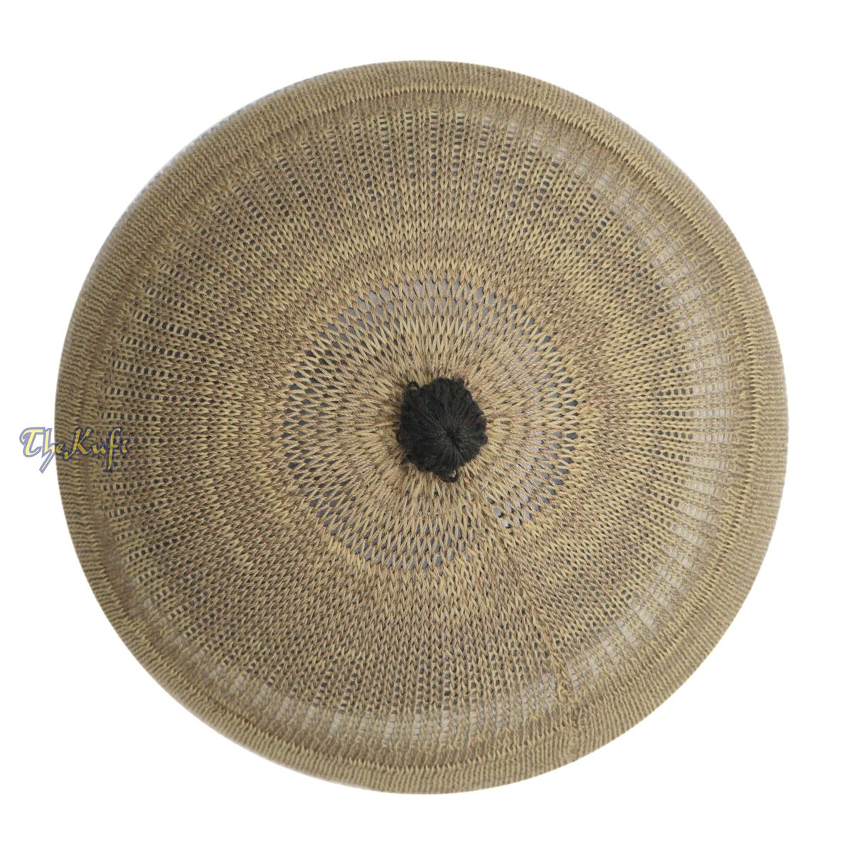 Tan with White & Black Lines Baby Or Infant Kufi Pompom Beanie