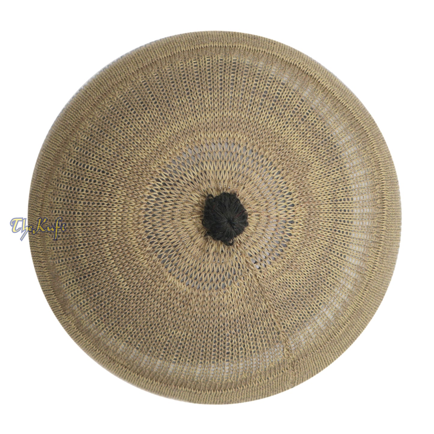 Tan with White & Black Lines Baby Or Infant Kufi Pompom Beanie