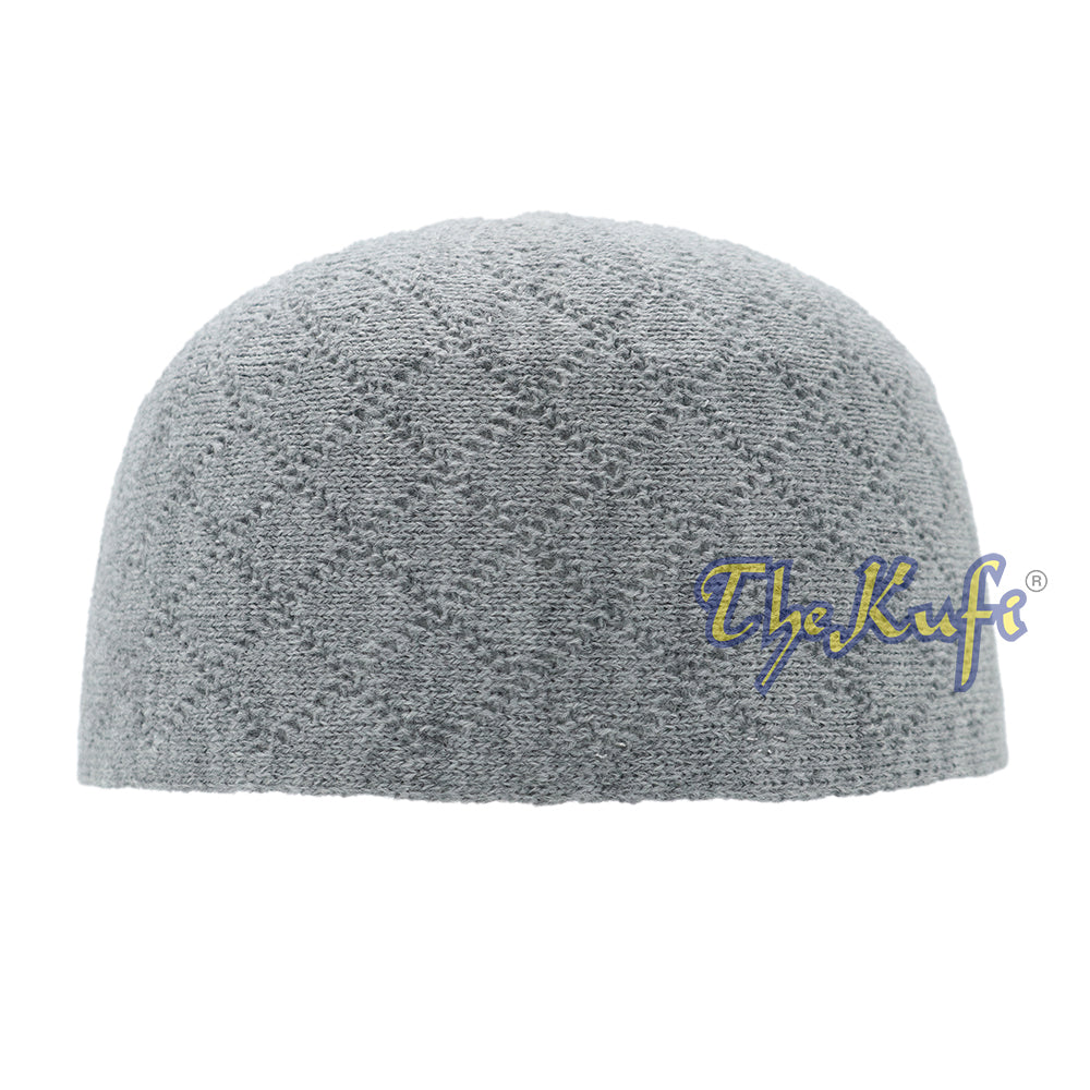 Skull Cap Kufi For Winter - Gray Acrylic 2-3 mm Thick Turkish Prayer Hat