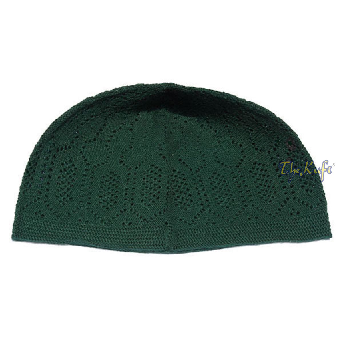 Dark Green Takke Cotton Open-Knit Turkish Kufi Skull Cap