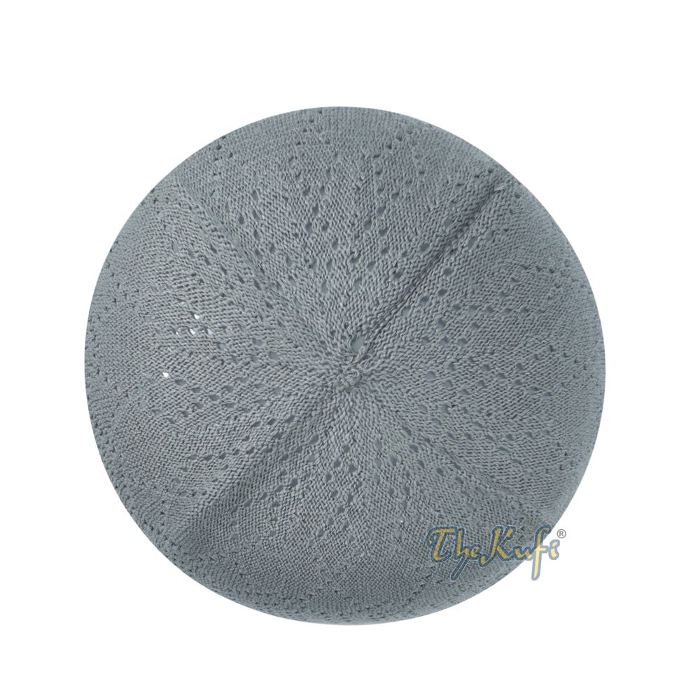 Dark Gray Cotton Machine Knit Open-Work Turkish Kufi