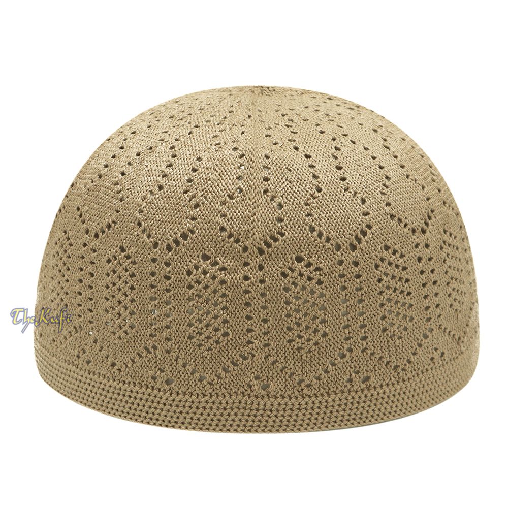 Light Brown Machine-Knit Thin Turkish Kufi