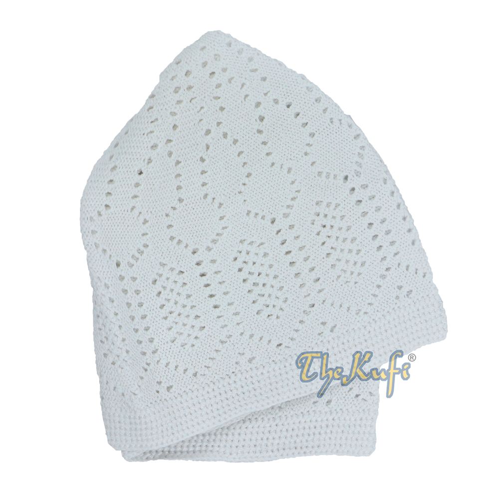 White Kufi Cap Turkish-Style Mercan® Machine-Knit Prayer Hat Taqiyah