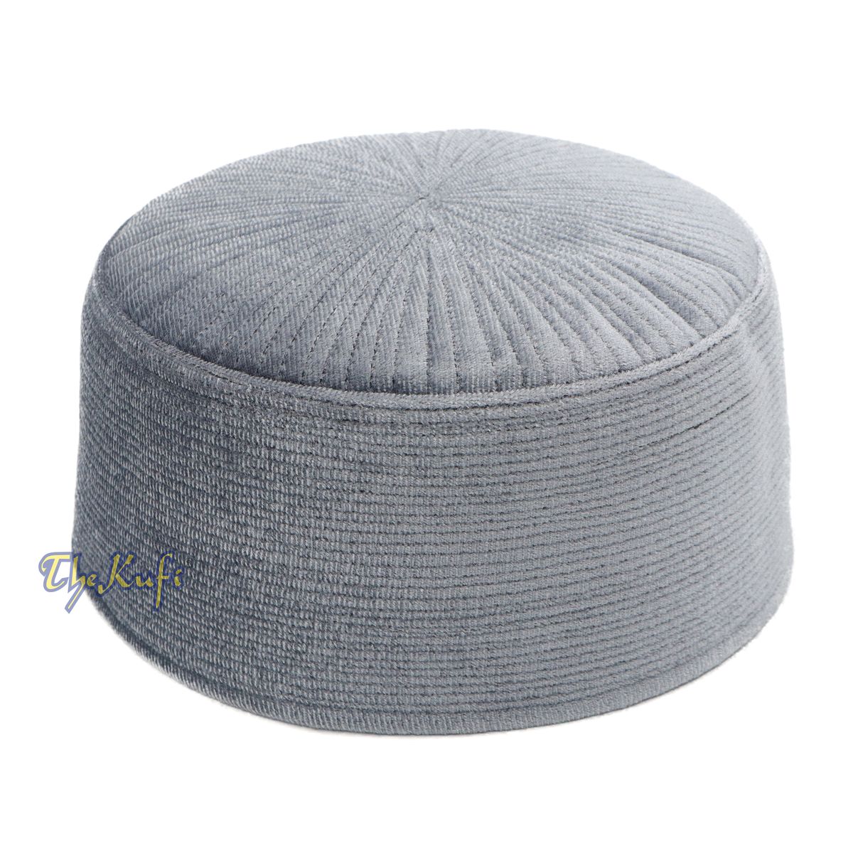 Premium Gray Velvet Turkish Fez Chechen Style Kufi Hat from Muslim Men