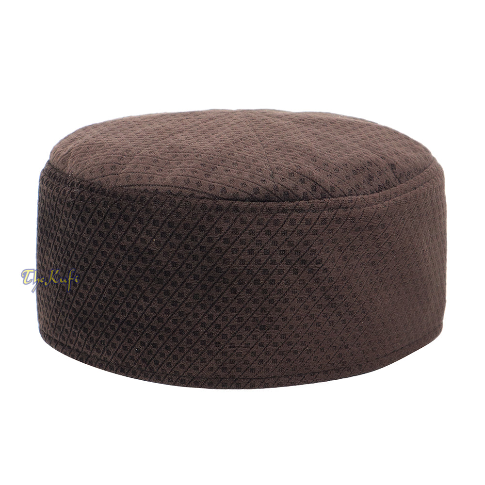 Topi Kufi Separa Tegar Coklat Gelap Baldu Licin Tudung Solat Takke Turki