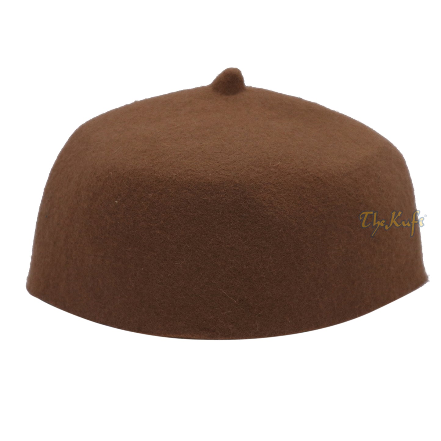 Topi Fez Wol Felt Coklat Unta dengan Topi Doa Tip Kufi