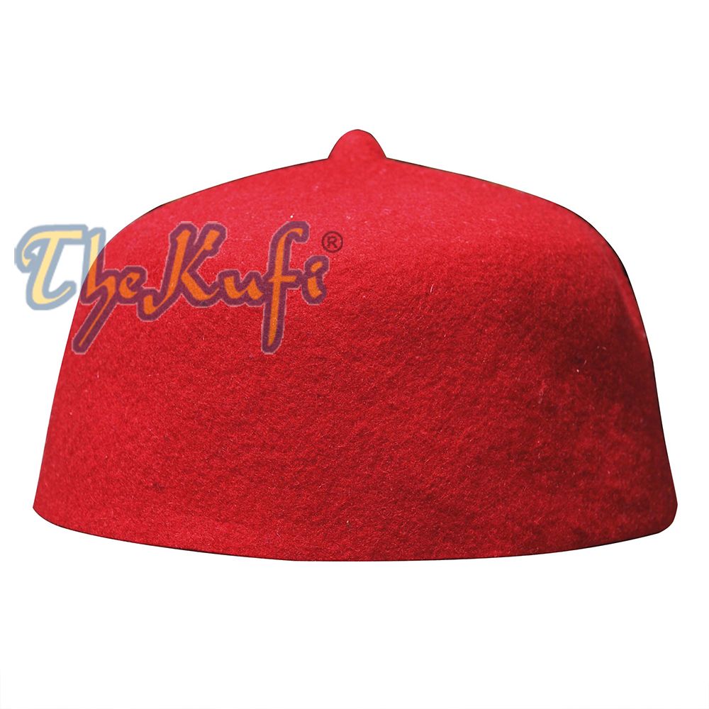 Red Felt Wool Fez Hat with Tip Kufi Prayer Cap – Muslim Mall