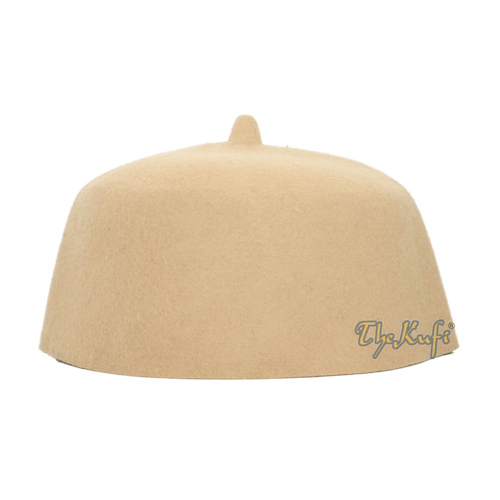 Tan Felt Wool Fez Hat with Tip Kufi Prayer Cap