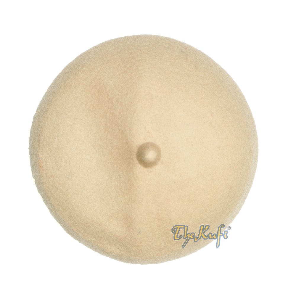 Tan Felt Wool Fez Hat with Tip Kufi Prayer Cap