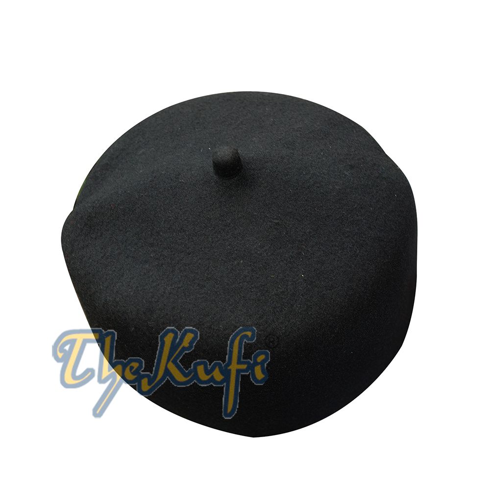 High Quality Black Fine Australian Felt Fez Kufi with Tip