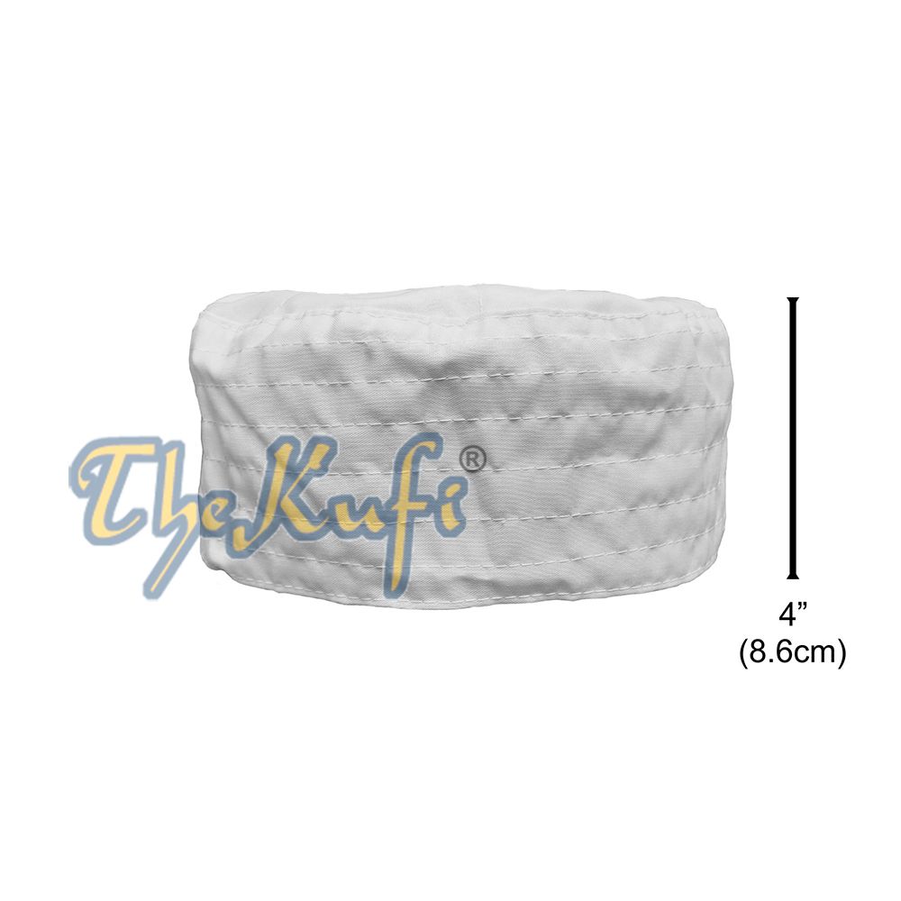 White Turkish Plain Flat Top Fabric Kufis
