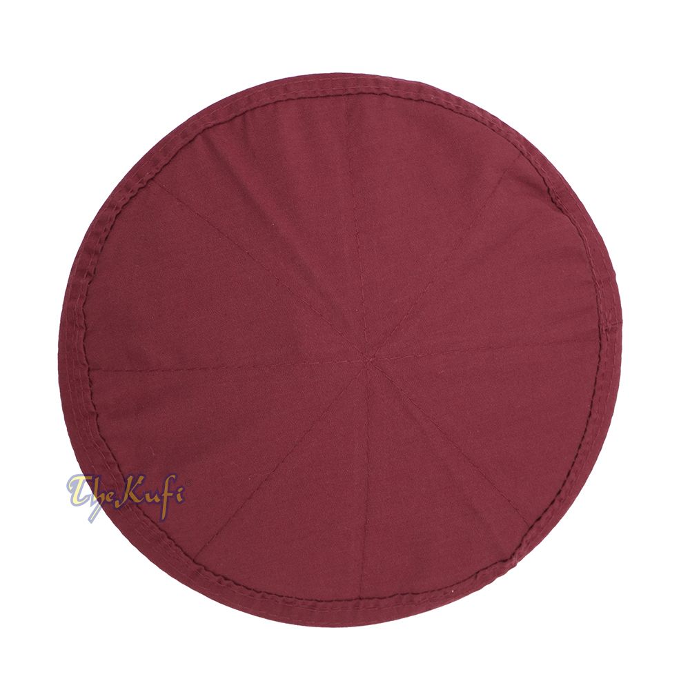 Maroon Turkish Plain Flat-top Simple Fabric Kufis