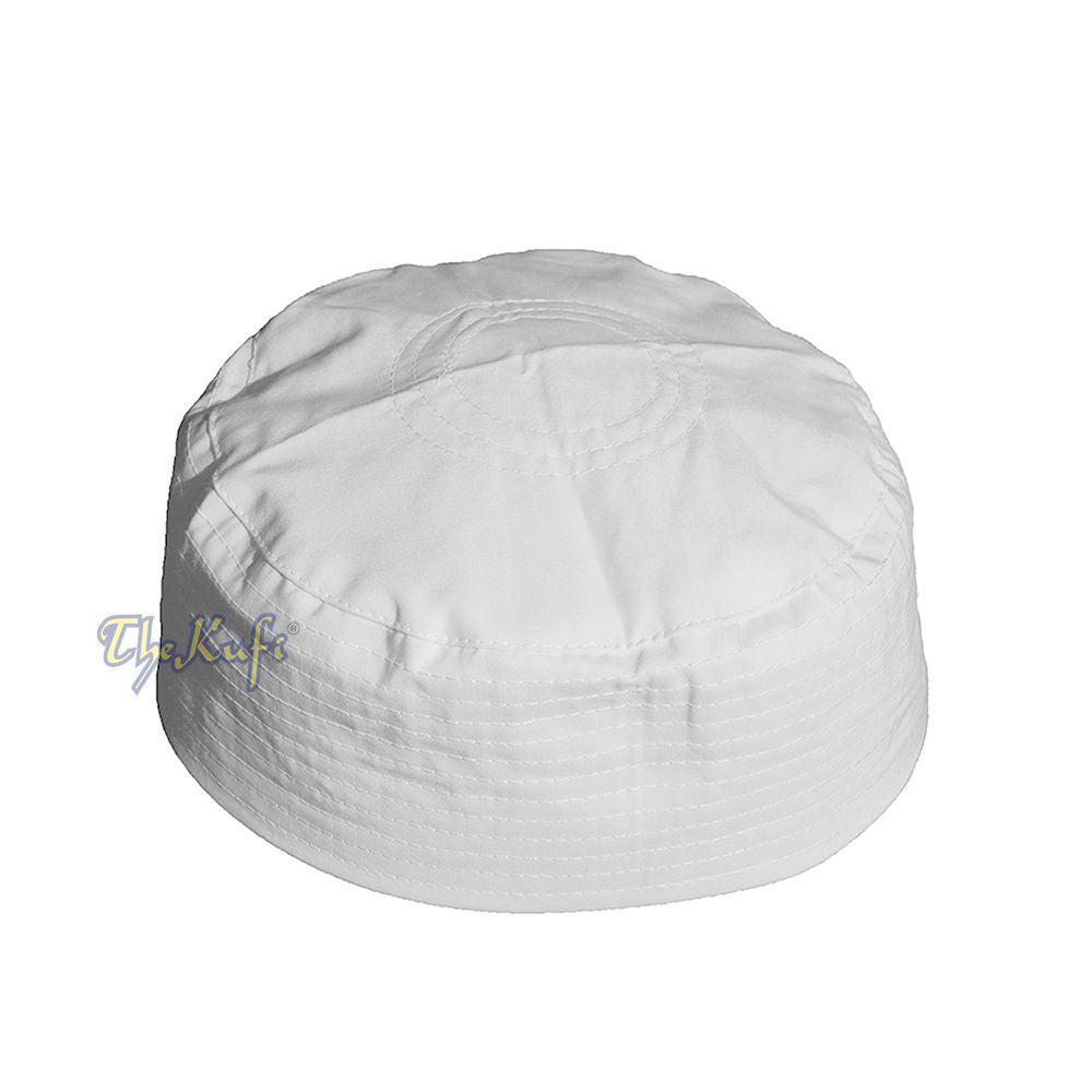 White Turkish Simple Plain Flat-Top Thin Fabric Kufis