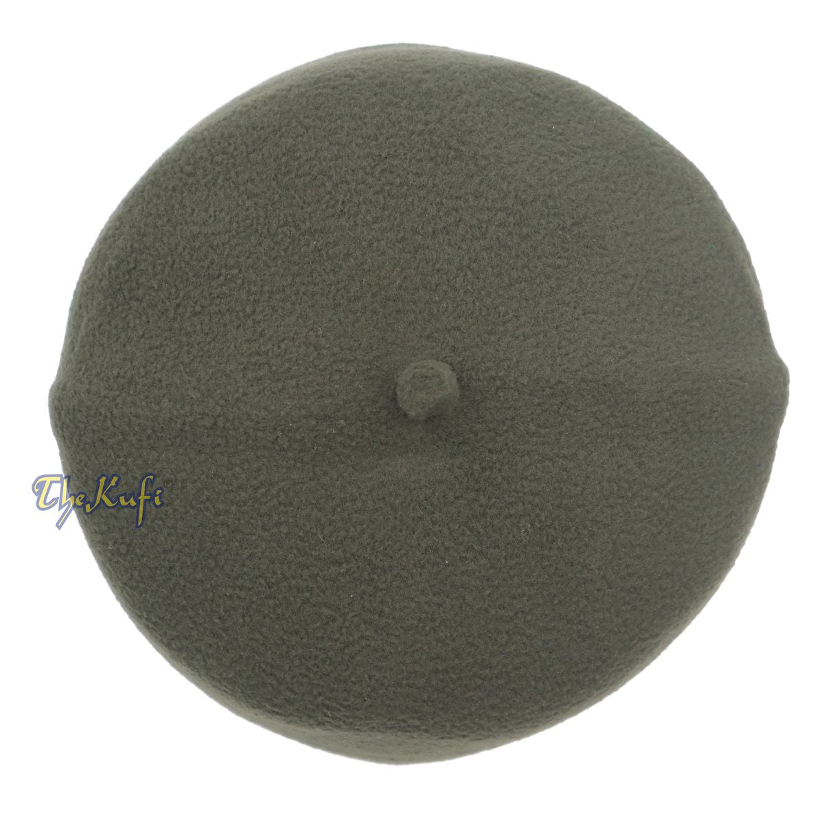 Army Green Handmade Red Fez-Style Kufi with Tip