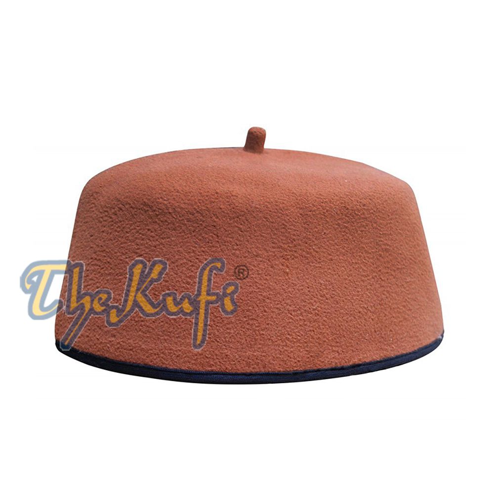 Handmade Rust Brown African Fez-Style Kufi with Tip