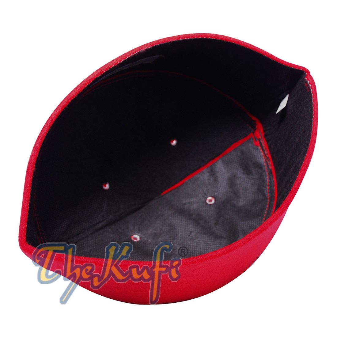 Red Handmade Vented Pointed-top Faux Felt Fez