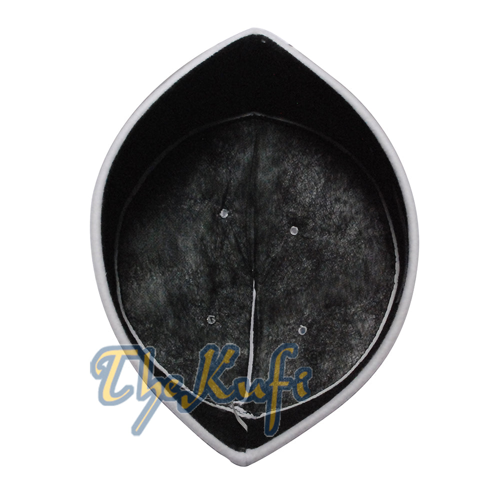Putih Buatan Tangan Vented Atas Runcing Faux Felt Fez