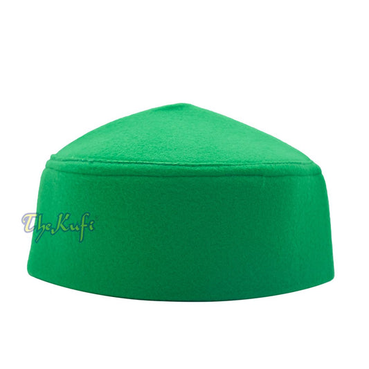 Handmade Pointed Top Green Faux Felt Kufi