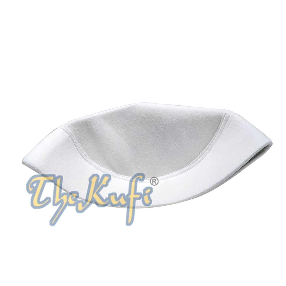 Solid White Moroccan Fez-Style Kufi Hat Cap with Pointed Top