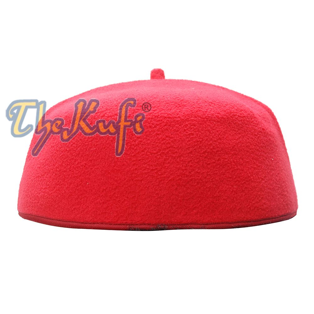 Handmade Red Fez-Style Kufi with Tip
