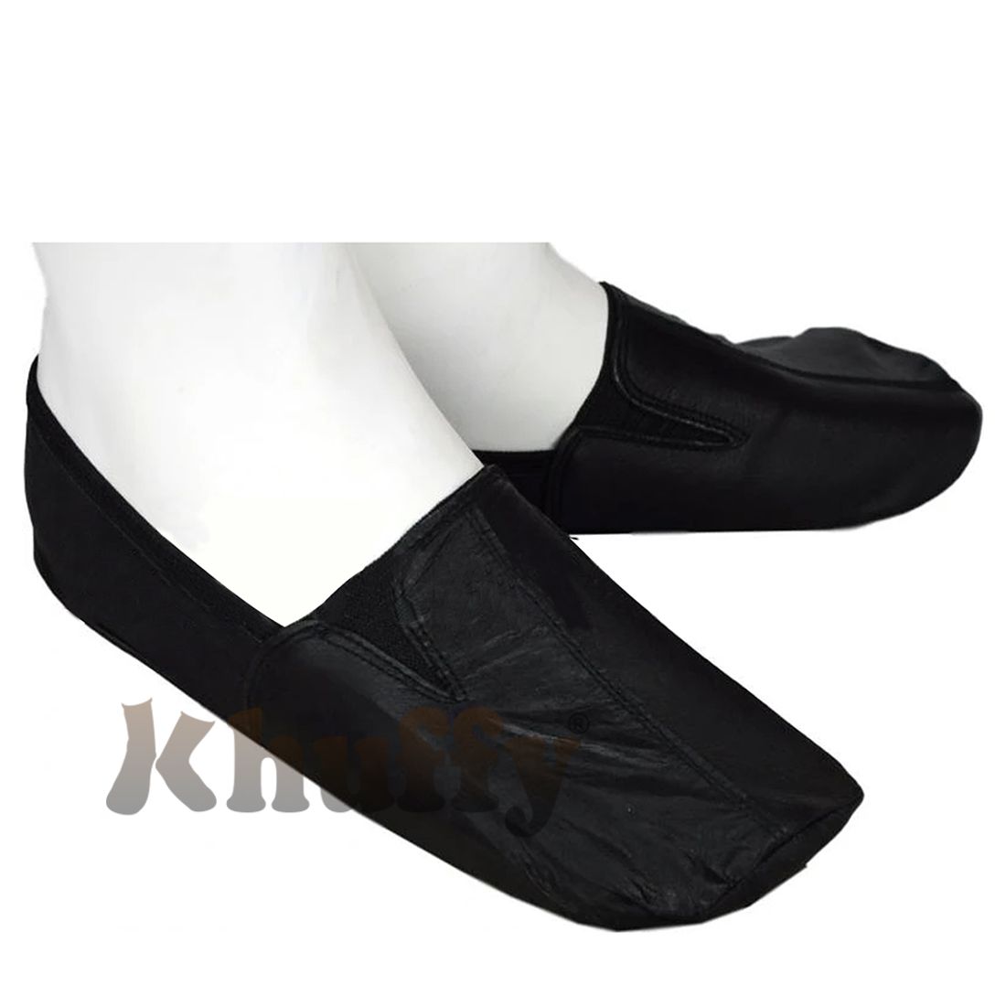 Black Men’s/Women’s Ankle Low-Cut Elastic Slip-On Halal Leather Sunnah Khuff Khuffain Socks for Mosque