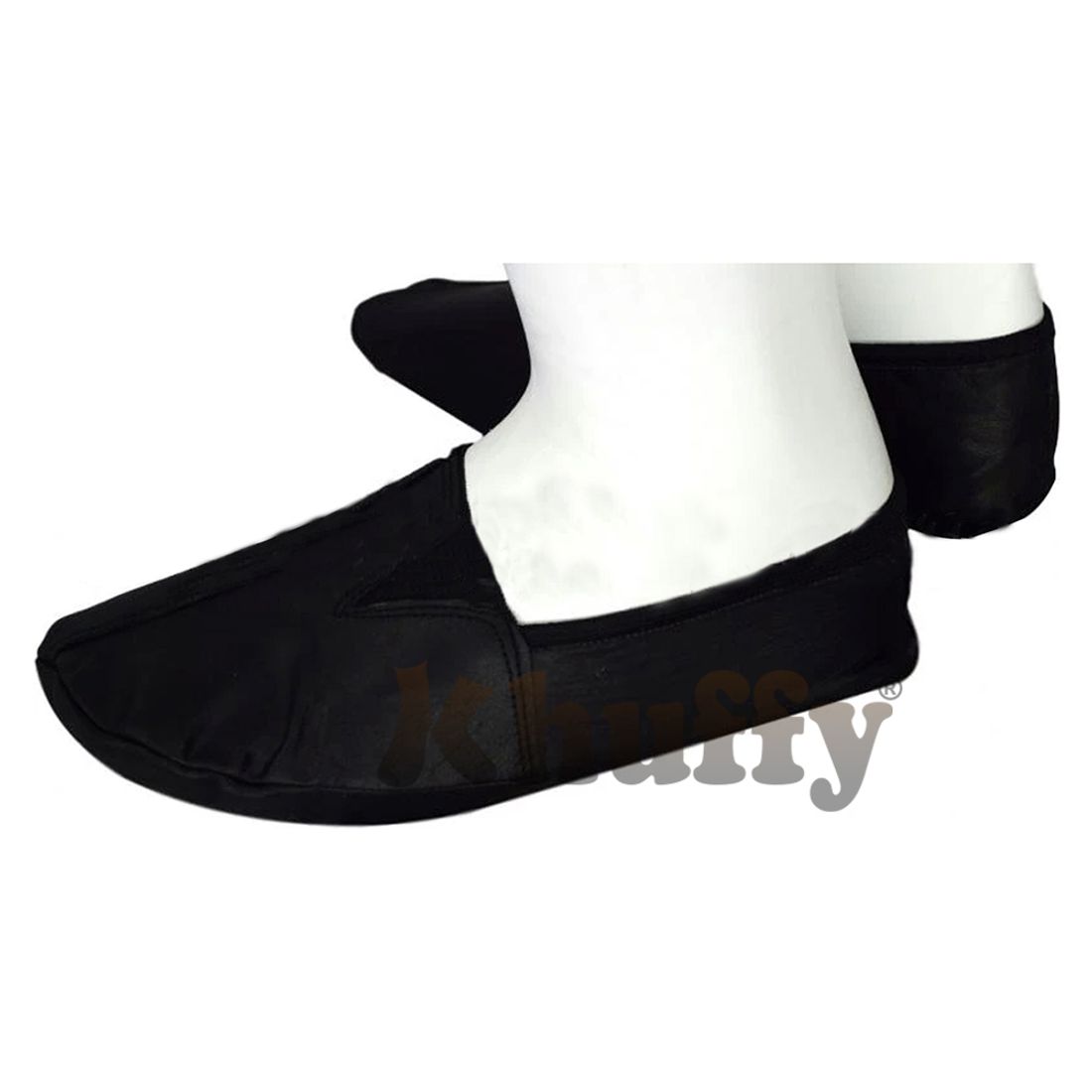 Black Men’s/Women’s Ankle Low-Cut Elastic Slip-On Halal Leather Sunnah Khuff Khuffain Socks for Mosque