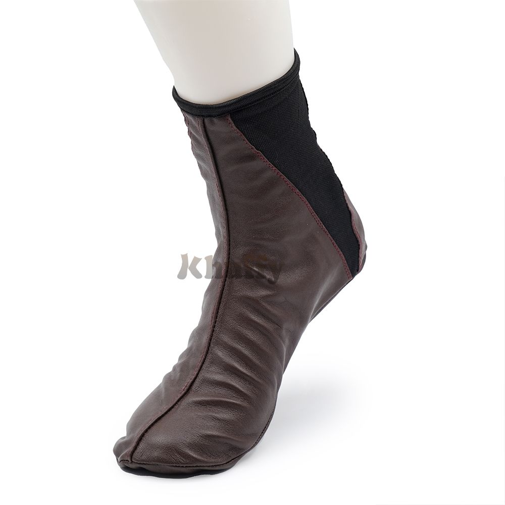 Dark Brown Men’s/Women’s Elastic Slip-On Halal Leather Sunnah Khuff Khuffain Socks For Mosque