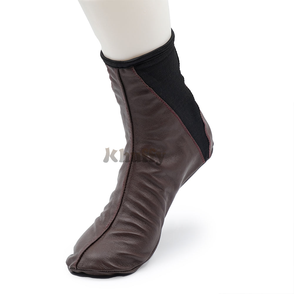 Dark Brown Men's/Women's Elastic Slip-On Halal Leather Sunnah Khuff Khuffain Socks For Mosque