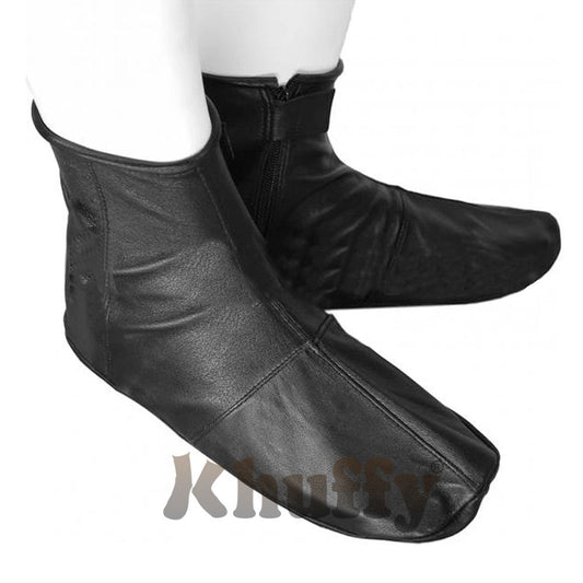 Black Men’s/Women’s Zipper Halal Leather Sunnah Khuff Khuffain Socks For Mosque