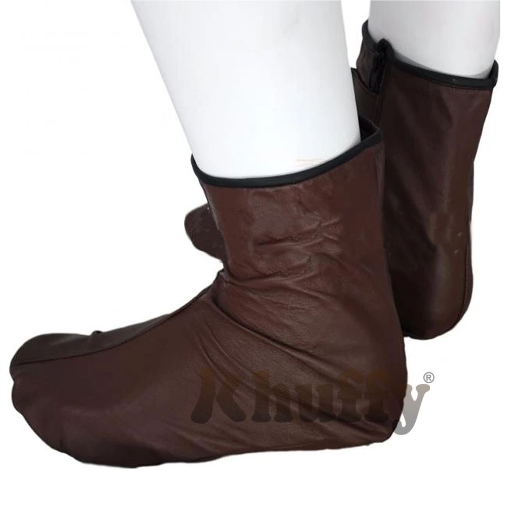 Chocolate Brown Men’s/Women’s Zipper Halal Leather Sunnah Khuff Khuffain Socks For Mosque