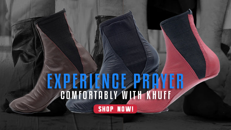 Comfortable halal leather khuff socks for wudhu and Salah with elastic and zipper designs
