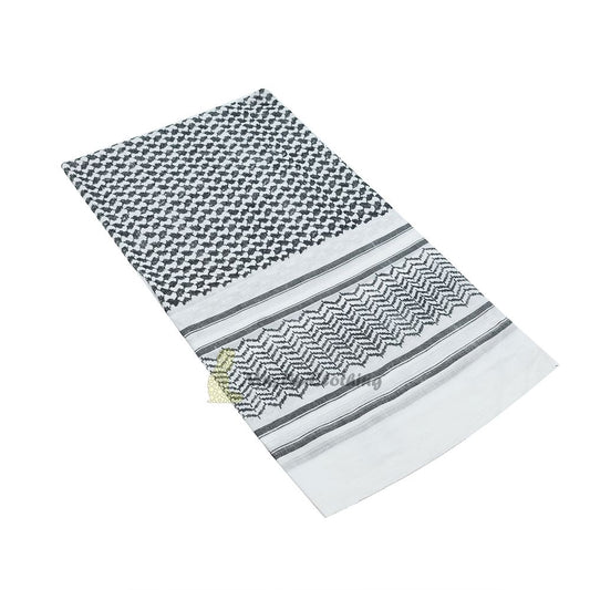 Black White Keffiyeh Arafat Scarf Shemagh 120×120 cm Wide White Borders