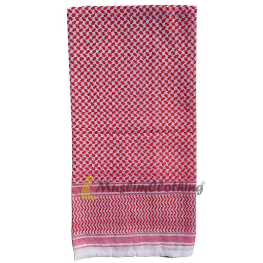 Red White Keffiyeh Islamic Arafat Scarf Shawl 120x120cm