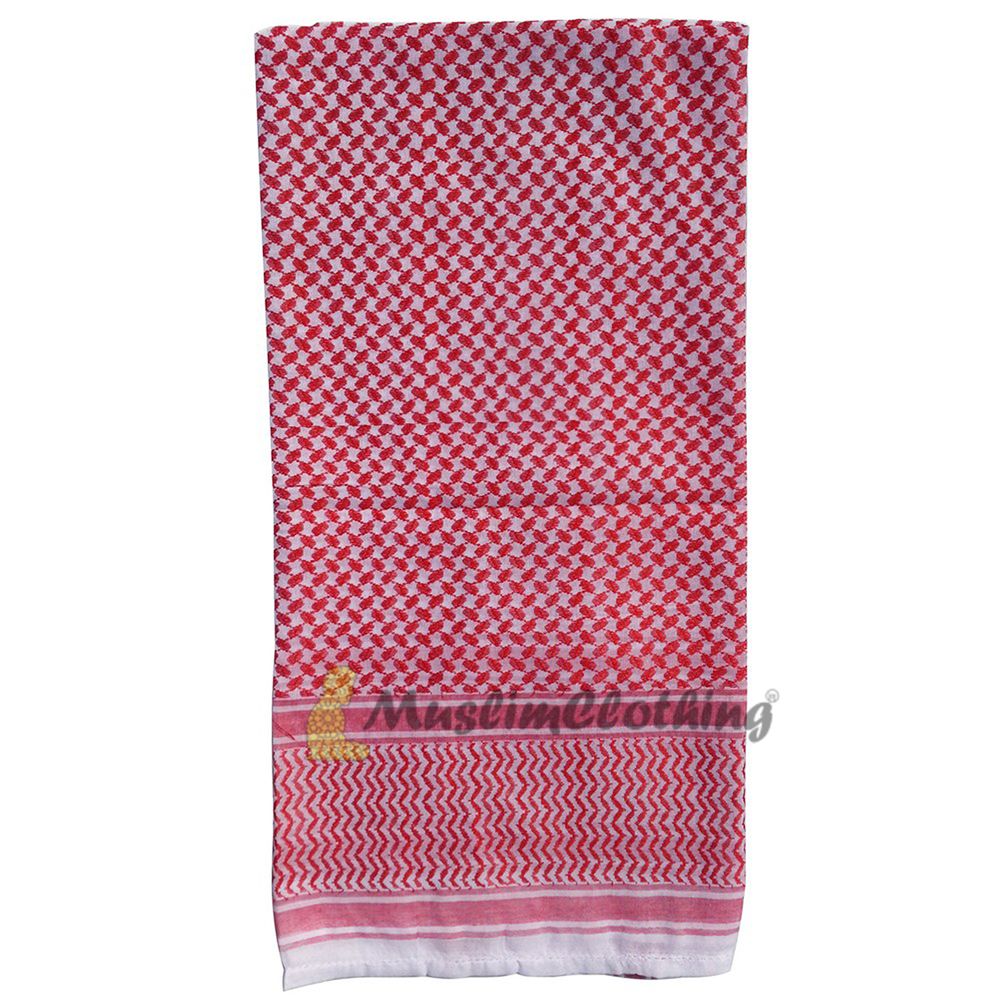 Red White Keffiyeh Islamic Arafat Scarf Shawl 120x120cm