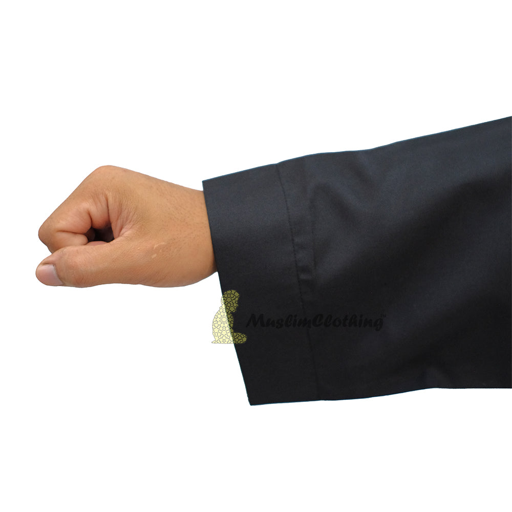 Kemeja Pria Lengan Panjang Hitam dengan Kancing Pakaian Islami