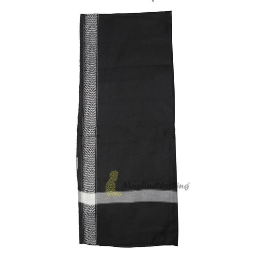 Black Style Sorban Shawl Turban White Border Design 208 x107cm
