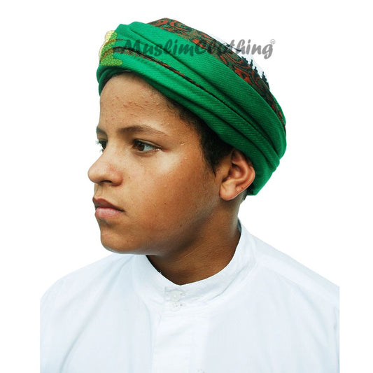 Green Kashmiri Yemeni Habaib Style Scarf Shawl 56x203cm